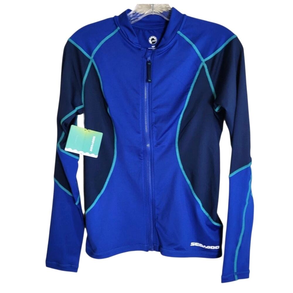 Women's Sea-Doo Long Sleeve Swimsuit Top 50 UV Protection Blue Sz S / P NWT - Picture 5 of 10